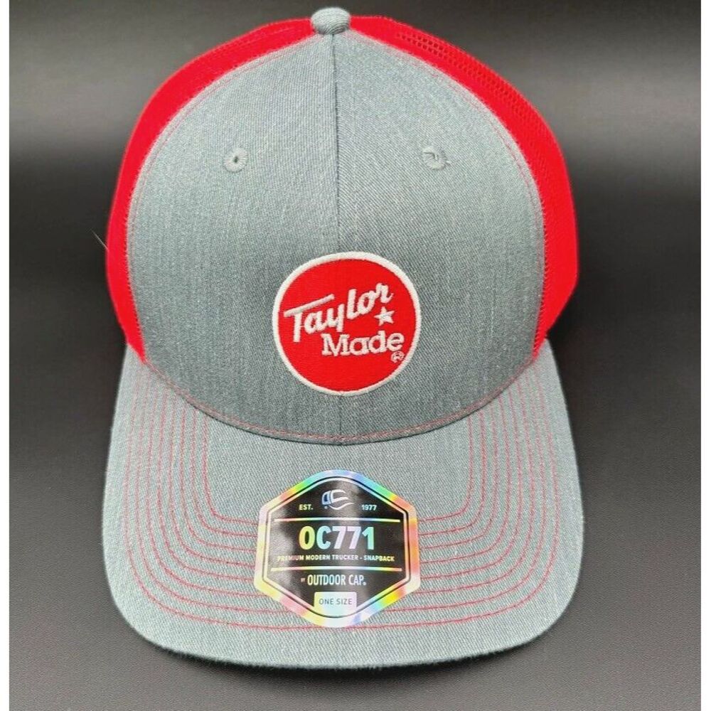 NEW & Rare Taylor Made‎ Snapback Cap Red Gray Golf OC771 Outdoor Cap